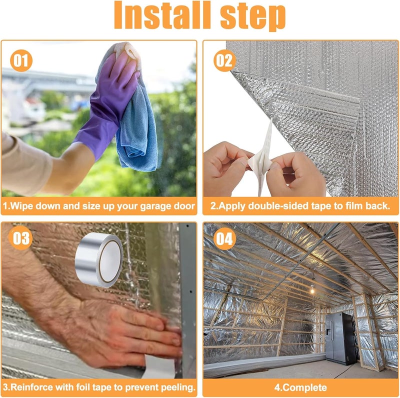 Hoqqf Garage Door Insulation Kit (8 Pcs) 48 x 24 Inch Reflective Aluminum Radiant Barrier Bubble Insulation - Image 4